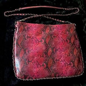 AIMEE KESTENBERG Red/Rose/Black Leather Snakeskin Crossbody Purse